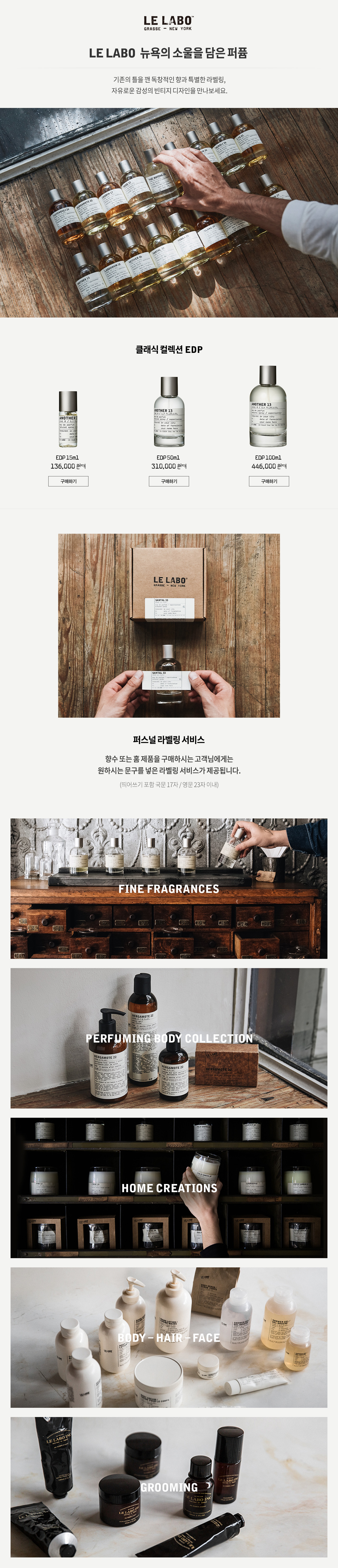 LE LABO 뉴욕의 소울을 담은 퍼퓸: 클래식 컬렉션 EDP