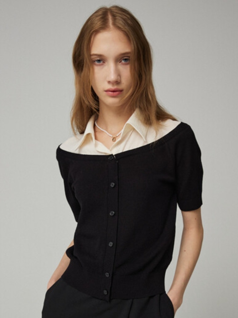 [23/SS]셔츠 배색 니트 가디건[N232PWK431]