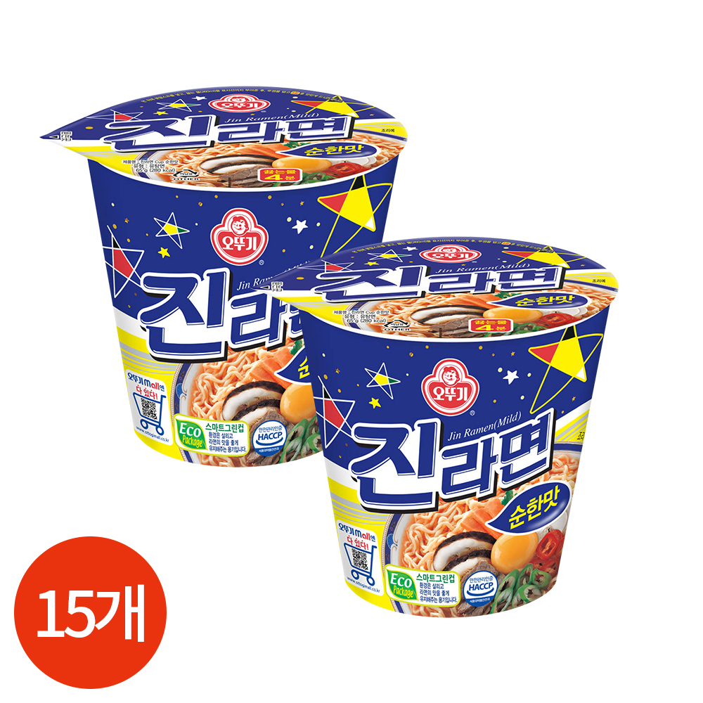 클릭몰 | 오뚜기 진라면 컵 순한맛 65g x 15개 | 갤러리아몰