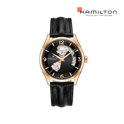 [공식] 해밀턴 H32735731 재즈마스터 오픈하트 오토 42mm 블랙 가죽 남성 시계