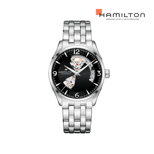 [공식] 해밀턴 H32705131 재즈마스터 오픈하트 오토 42mm 블랙 메탈 남성 시계